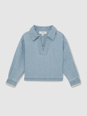 Reiss Dean Chambray Collared Top - Imagen 1 de 4