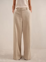 Reiss Neutral Devon Linen-Blend Wide-Leg Trousers - Image 3 of 7