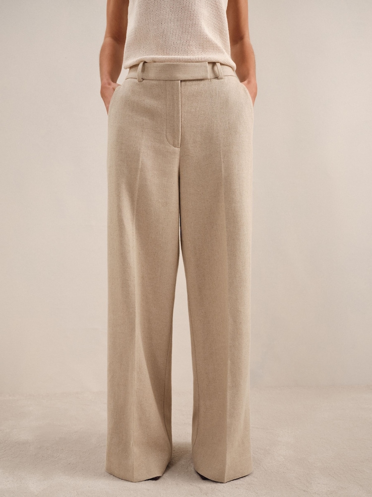 Neutraal - Reiss Devon - Broek van linnenmix met wijde pijpen - Image 3 of 7
