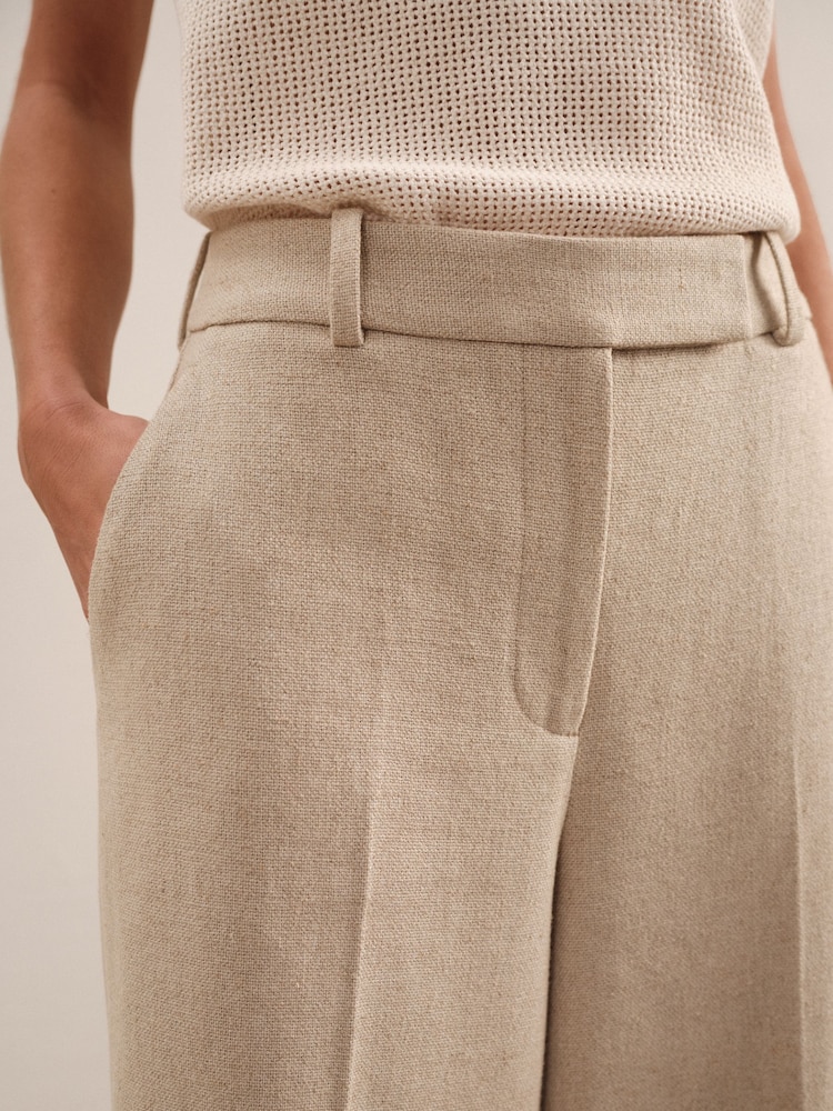 Neutraal - Reiss Devon - Broek van linnenmix met wijde pijpen - Image 4 of 7