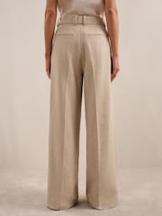 Reiss Neutral Devon Linen-Blend Wide-Leg Trousers - Image 6 of 7