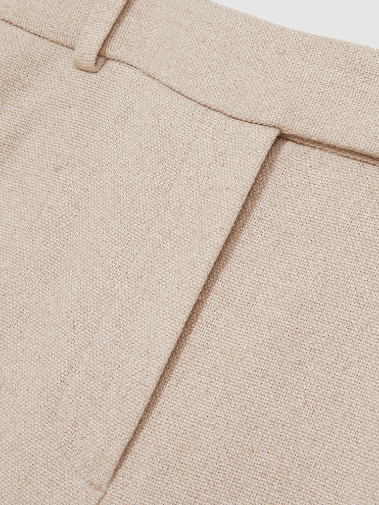 Reiss Neutral Devon Linen-Blend Wide-Leg Trousers - Image 7 of 7
