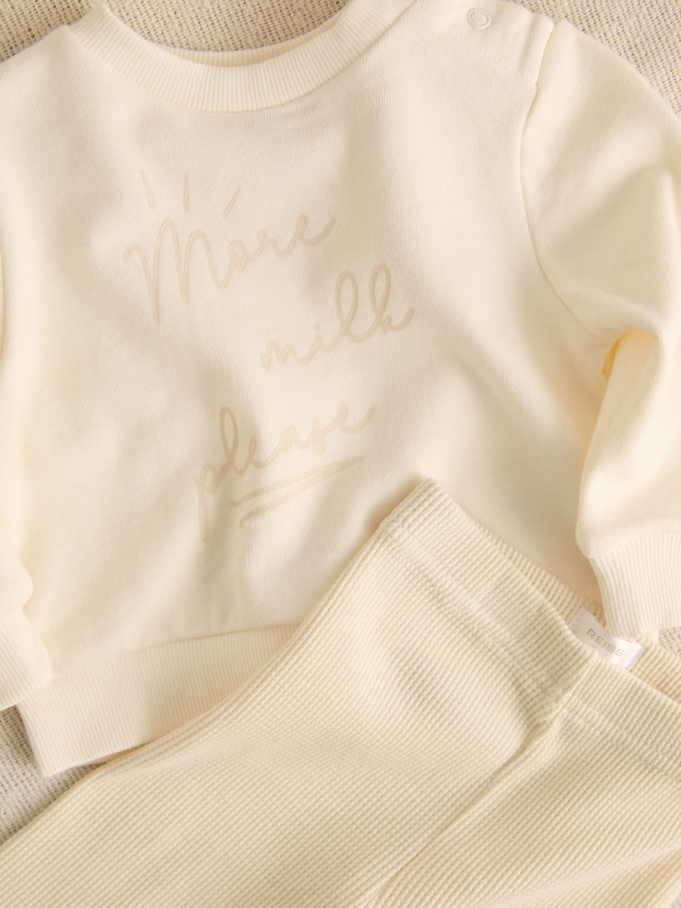 Reiss Neutral Ossie Sweatshirt And Leggings Slogan Set - Image 2 of 4