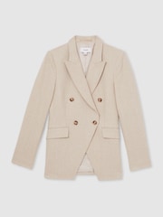 Neutro - Reiss Devon Linen-Blend Double-Breasted Suit Jacket - Imagen 2 de 7