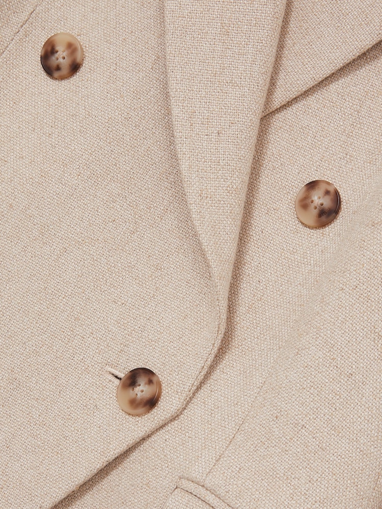 Neutro - Reiss Devon Linen-Blend Double-Breasted Suit Jacket - Imagen 7 de 7 Neutro - Reiss Devon Linen-Blend Double-Breasted Suit Jacket - Imagen 7 de 7