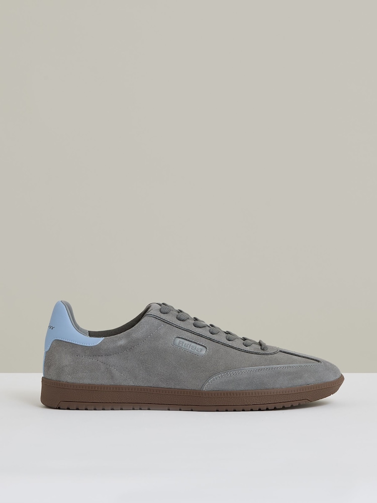 Reiss Dark Grey Bode Suede Low-Top Trainers - Image 1 of 4