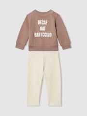 Reiss Ivory Ossie Sweatshirt And Leggings Slogan Set - Image 2 of 4