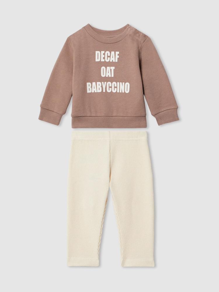 Reiss Ivory Ossie Sweatshirt And Leggings Slogan Set - Image 2 of 4