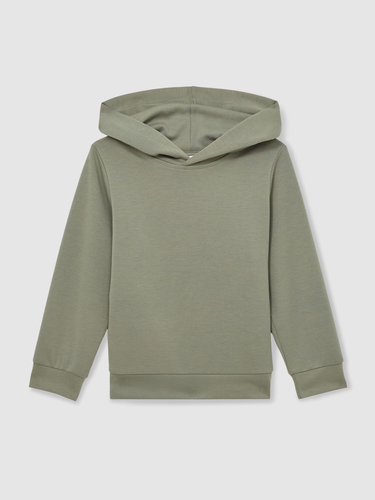 Reiss Soft Sage Green Fabien 9-13 yrs Interlock Jersey Hoodie - Image 2 of 4