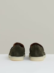 Reiss Dark Olive Green Price Suede Slip On Tassel Loafers - Image 3 of 4
