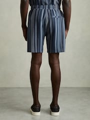 Reiss Navy River Aztec-Stripe Drawstring Shorts - Image 5 of 6