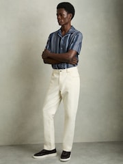 Reiss Navy Archer Aztec-Stripe Cuban-Collar Shirt - Image 3 of 7