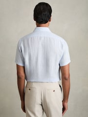 Reiss Pale Blue Holiday Linen Short-Sleeve Shirt - Image 5 of 6