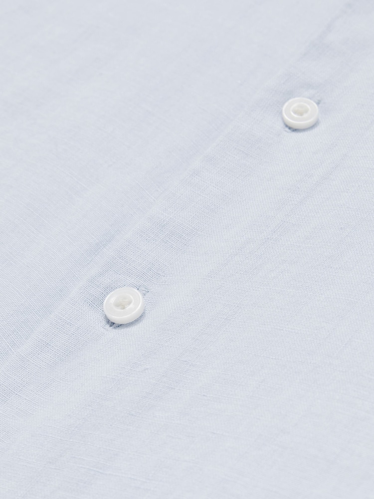 Reiss Pale Blue Holiday Linen Short-Sleeve Shirt - Image 6 of 6