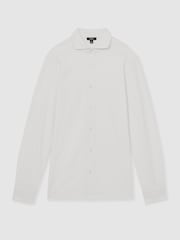 Reiss White Hayes Cotton-Jersey Stripe-Jacquard Shirt - Image 2 of 7