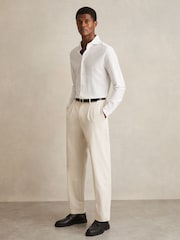 Reiss White Hayes Cotton-Jersey Stripe-Jacquard Shirt - Image 3 of 7