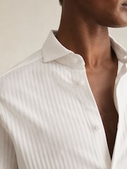 Reiss White Hayes Cotton-Jersey Stripe-Jacquard Shirt - Image 4 of 7