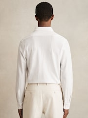 Reiss White Hayes Cotton-Jersey Stripe-Jacquard Shirt - Image 6 of 7