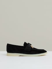 Reiss Black Price Suede Slip On Tassel Loafers - Image 1 of 5