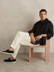 Reiss Black Price Suede Slip On Tassel Loafers - Image 2 of 5