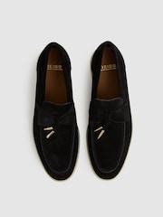 Reiss Black Price Suede Slip On Tassel Loafers - Image 3 of 5