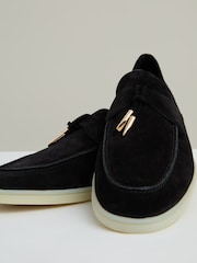 Reiss Black Price Suede Slip On Tassel Loafers - Image 5 of 5