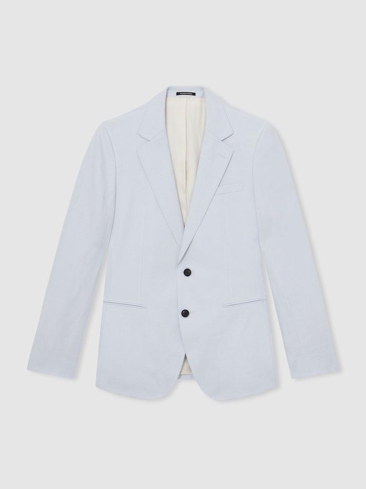 Reiss Soft Blue Kin Slim Fit Single Breasted Suit Blazer - Image 2 of 8
