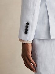 Reiss Soft Blue Kin Slim Fit Single Breasted Suit Blazer - Image 5 of 8