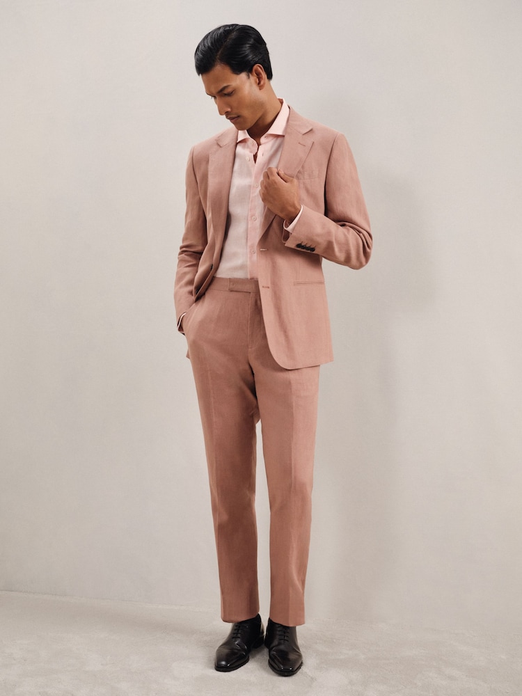 Reiss Rose Pink Kin Slim Fit Suit Trousers - Image 1 of 7