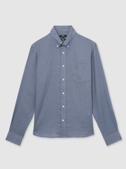Reiss Airforce Blue Queens Linen Button-Through Shirt - Image 2 of 7
