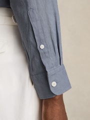 Reiss Airforce Blue Queens Linen Button-Through Shirt - Image 4 of 7