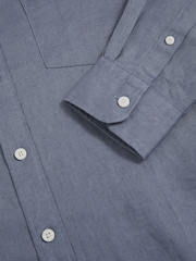 Reiss Airforce Blue Queens Linen Button-Through Shirt - Image 7 of 7