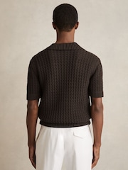 Reiss Chocolate Brown Amir Crochet Button-Through Shirt - Image 6 of 7