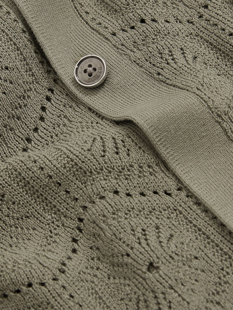 Зеленый - Reiss Royce Pointelle Button Through Shirt - Image 6 of 6 Зеленый - Reiss Royce Pointelle Button Through Shirt - Image 6 of 6