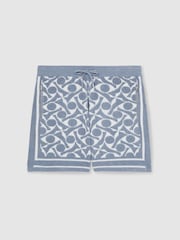 Reiss Soft Blue/White Vounder Abstract-Pattern Towelling Shorts - Image 2 of 6