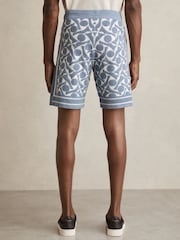 Reiss Soft Blue/White Vounder Abstract-Pattern Towelling Shorts - Image 5 of 6