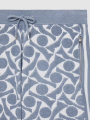 Reiss Soft Blue/White Vounder Abstract-Pattern Towelling Shorts - Image 6 of 6