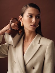 Reiss Neutral Devon Petite Linen-Blend Double-Breasted Suit Jacket - Image 6 of 8