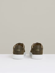 Reiss Olive Green Finley Nubuck-Leather Low-Top Trainers - Image 5 of 5
