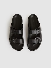 Reiss Black Philip Leather Double-Strap Sandals - Image 3 of 5