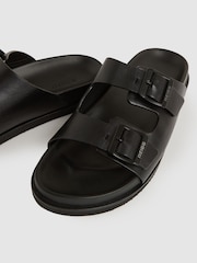 Reiss Black Philip Leather Double-Strap Sandals - Image 5 of 5