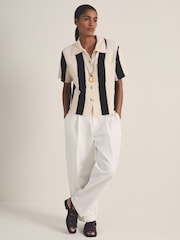 Reiss Black/Ivory Clive Reiss | Les 100 Ciels Stripe Knit Shirt - Image 3 of 6
