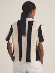 Reiss Black/Ivory Clive Reiss | Les 100 Ciels Stripe Knit Shirt - Image 5 of 6