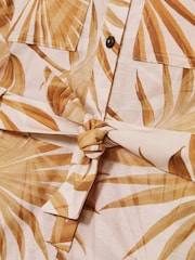 Reiss Multi Zoey Cotton-Linen Palm-Print Playsuit - Image 4 of 4