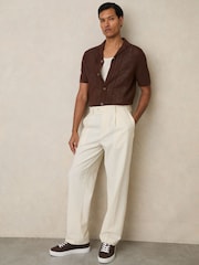 Reiss Dark Chocolate Brown Finley Nubuck Nubuck-Leather Low-Top Trainers - Image 2 of 5