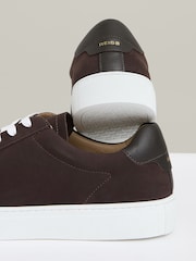 Reiss Dark Chocolate Brown Finley Nubuck Nubuck-Leather Low-Top Trainers - Image 4 of 5