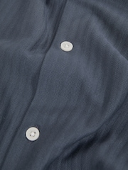 Reiss Airforce Blue Hayes Cotton-Jersey Stripe-Jacquard Shirt - Image 6 of 6