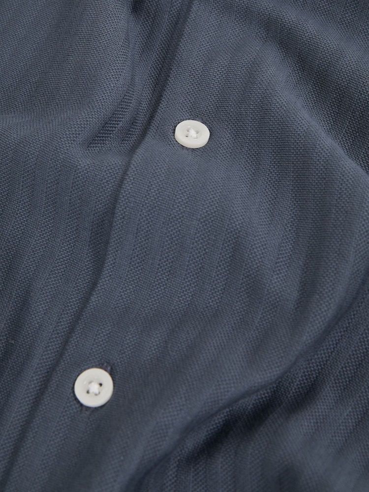Reiss Airforce Blue Hayes Cotton-Jersey Stripe-Jacquard Shirt - Image 6 of 6