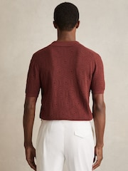 Brick Red - Reiss Royce Pointelle Button Through Shirt - Image 5 of 6