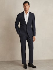 Reiss Bright Blue Dream Sb Regular-Fit Single-Breasted Wool-Blend Suit Blazer - Image 3 of 10